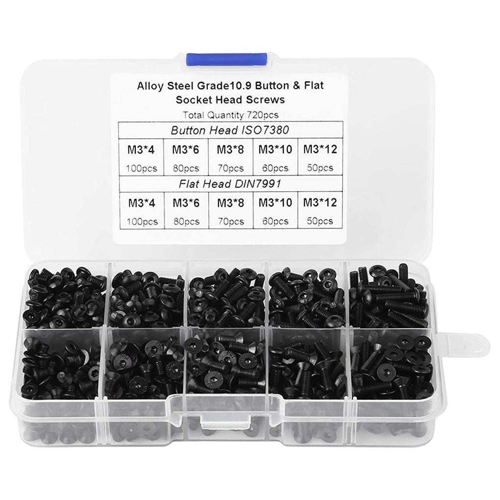 

720 Pieces Screws Set Alloy Steel M3 Portable Repair Professional Household Computer Industry Door Precise Accessories