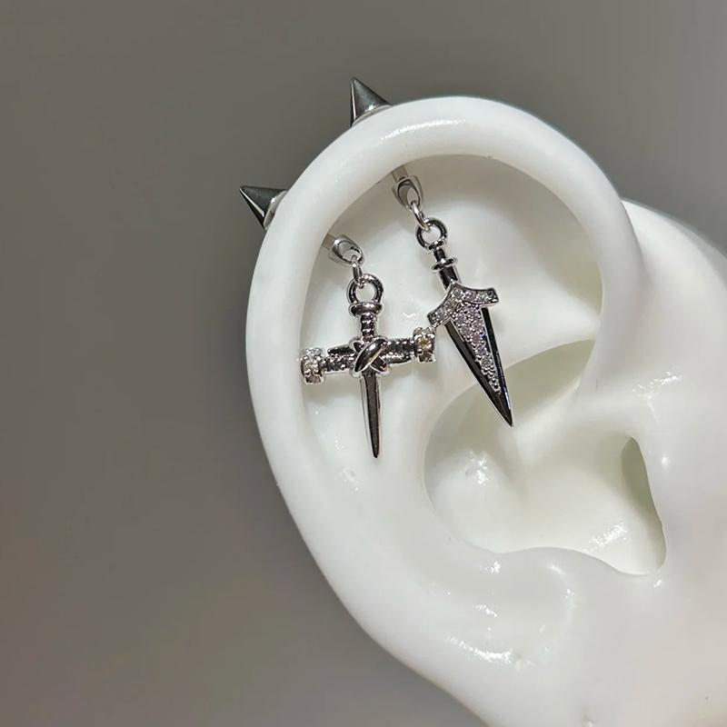Helix Ear Stud Fashion Versatile Trendy Sword Pendant Ear Bone Nail Stainless Steel Earrings for Women Body Puncture Accessories