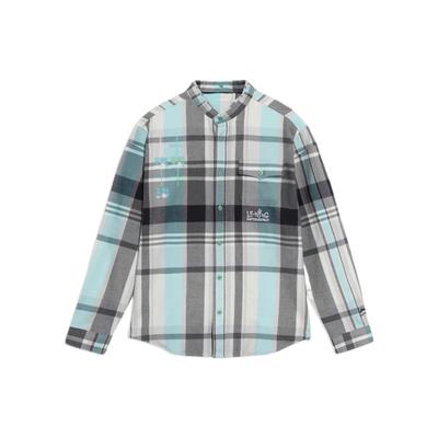 Color Block Plaid Long Sleeve Shirt Men Shirts Spruce-Green ASHS013-2
