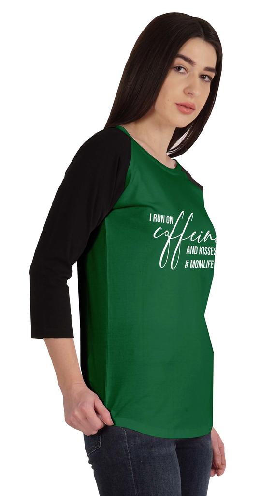 Inkmeso I Run On Caffeine And Kisses #Momlife T-shirt Graphic Top For Women