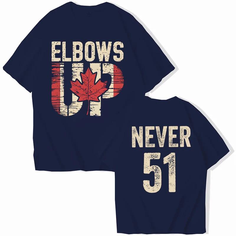 Retro Elbows Up Never 51 Canada Print Women T-shirts Casual Summer Tees Funny Vintage Tshirt Graphic Tops Female Clothing