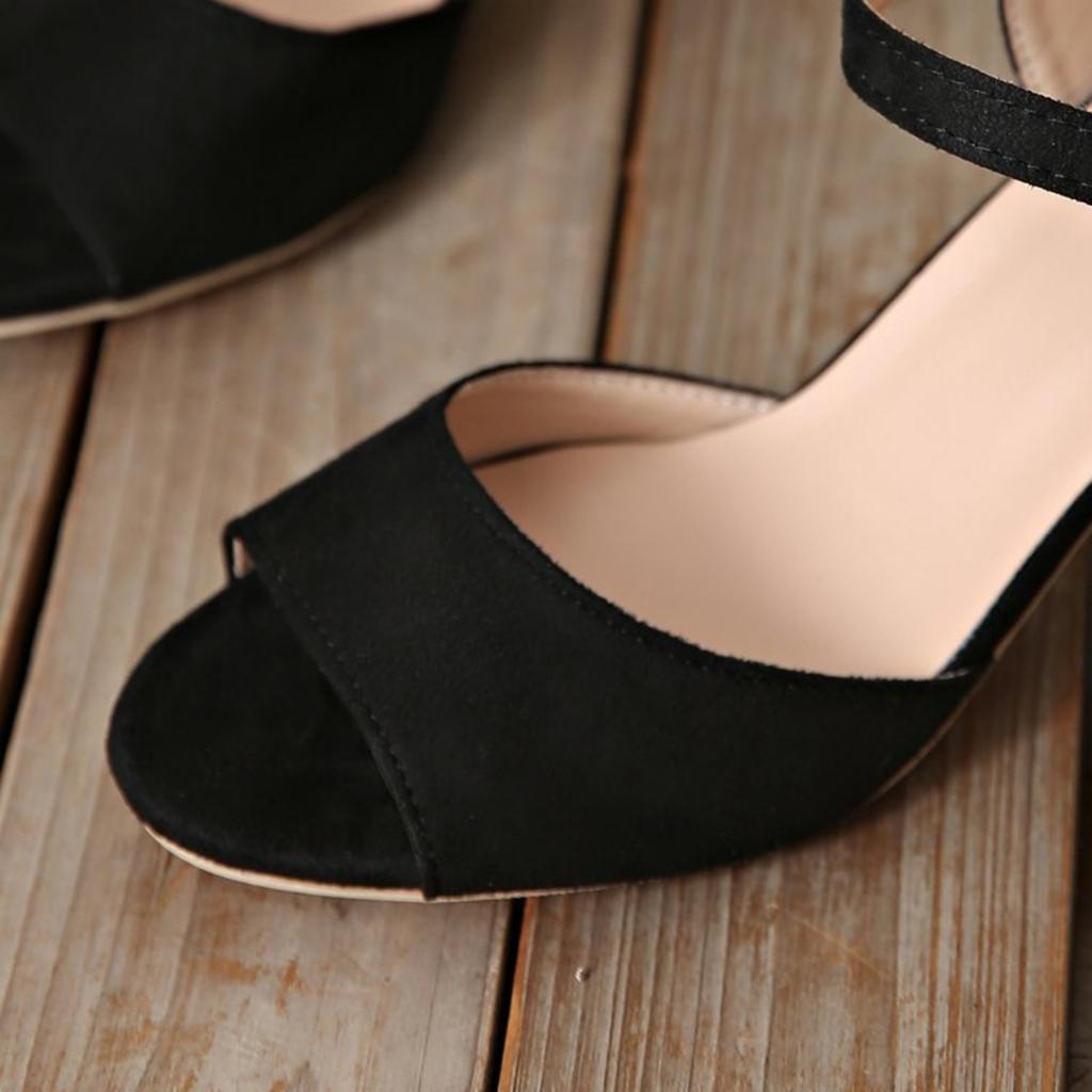 Women's Open Toe High Heel Sandals with Ankle Strap Buckle Closure Mid Heel Dress Shoes for Formal and Casual Wear