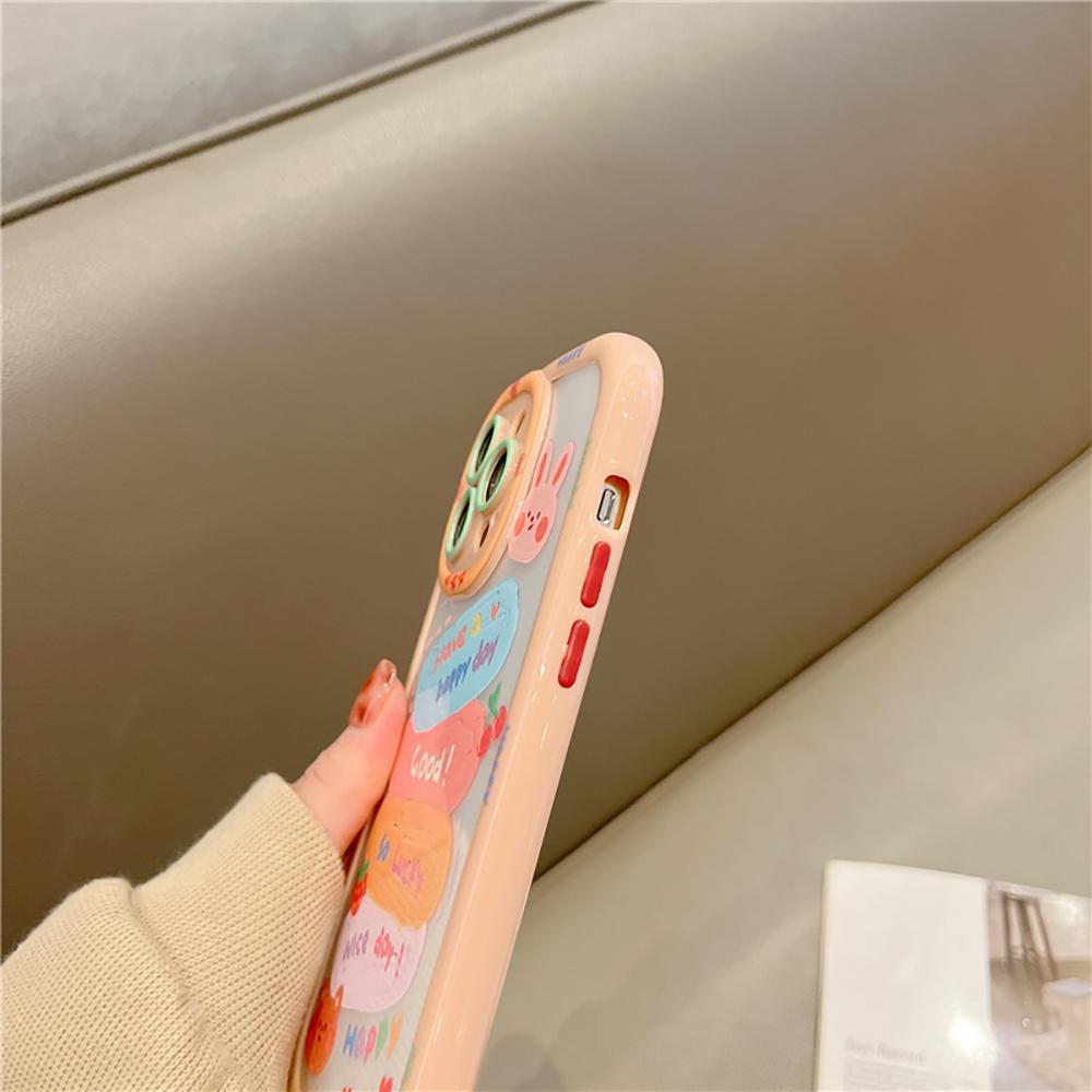 Cute Bear Cartoon Rabbit Funny Letters Shockproof Bumper Phone Case For Iphone 14 11 12 13 Pro Max Lovely Soft Back Cover Case