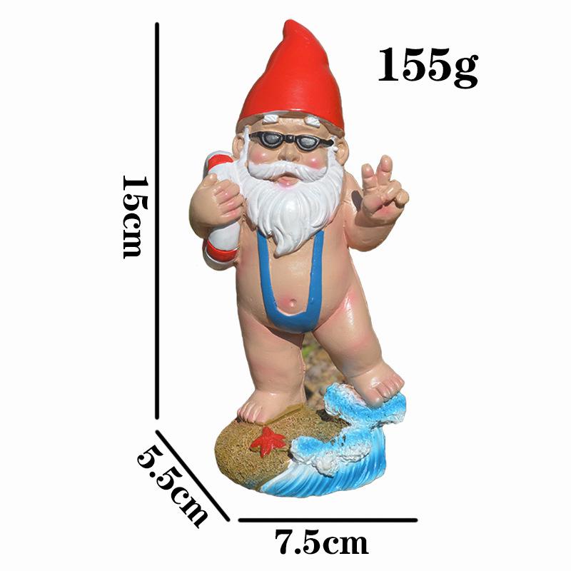 Adorable Resin Garden Gnome Statue with White Beard - Outdoor Handmade Decor