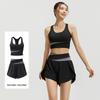 Nude Feeling Yoga Set: Color Block Anti-Exposure Two-Piece Sports Shorts