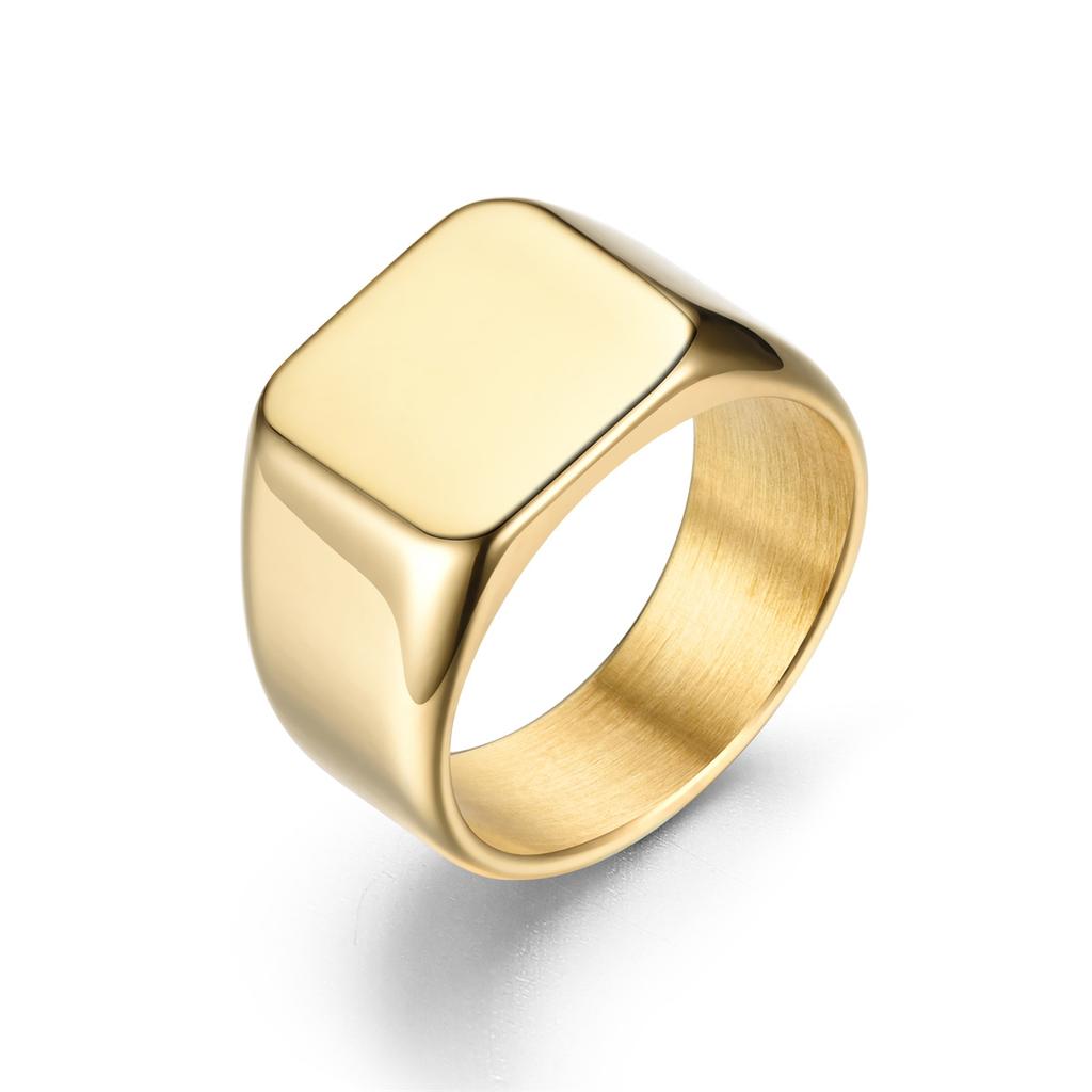 SC Hot Sale Simple Stainless Steel Rings Trendy Gold Silver Plated Rings Fashion Finger Geometric Square Rings for Men Women