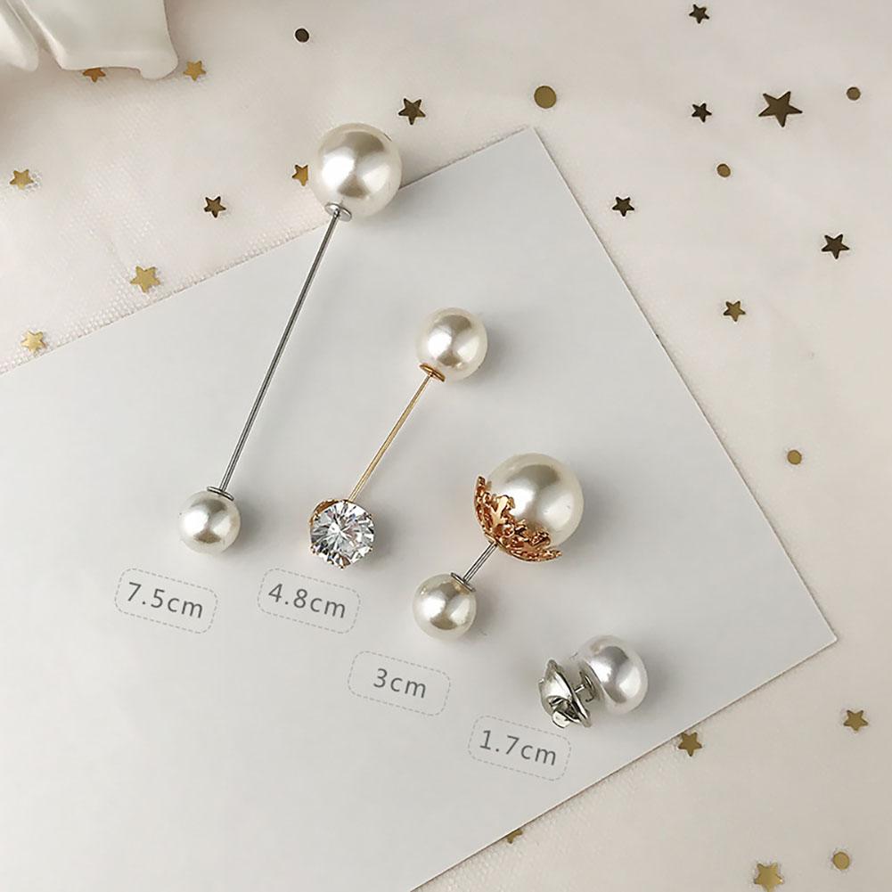 Fashion Prevent Wardrobe Malfunction Pearl Bead Diamante Brooch Collar Pin Set