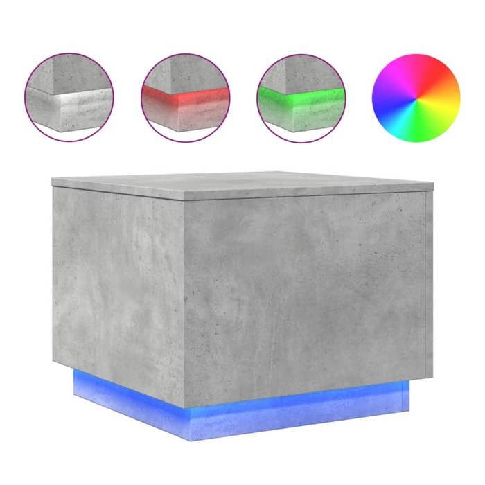 VidaXL Table Basse avec Lumières LED, Bout de Canapé, Table d'Appoint, Meuble de Salon Salle de Séjour Intérieur, Moderne, 839871