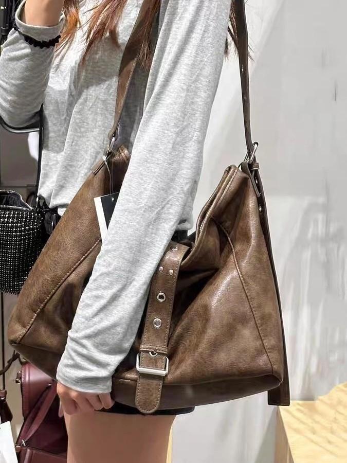 

Нишевая дизайнерская сумка-тоут под мышкой, новая ретро, большая вместимость, на плечо, через плечо, женская, тренд коричневый