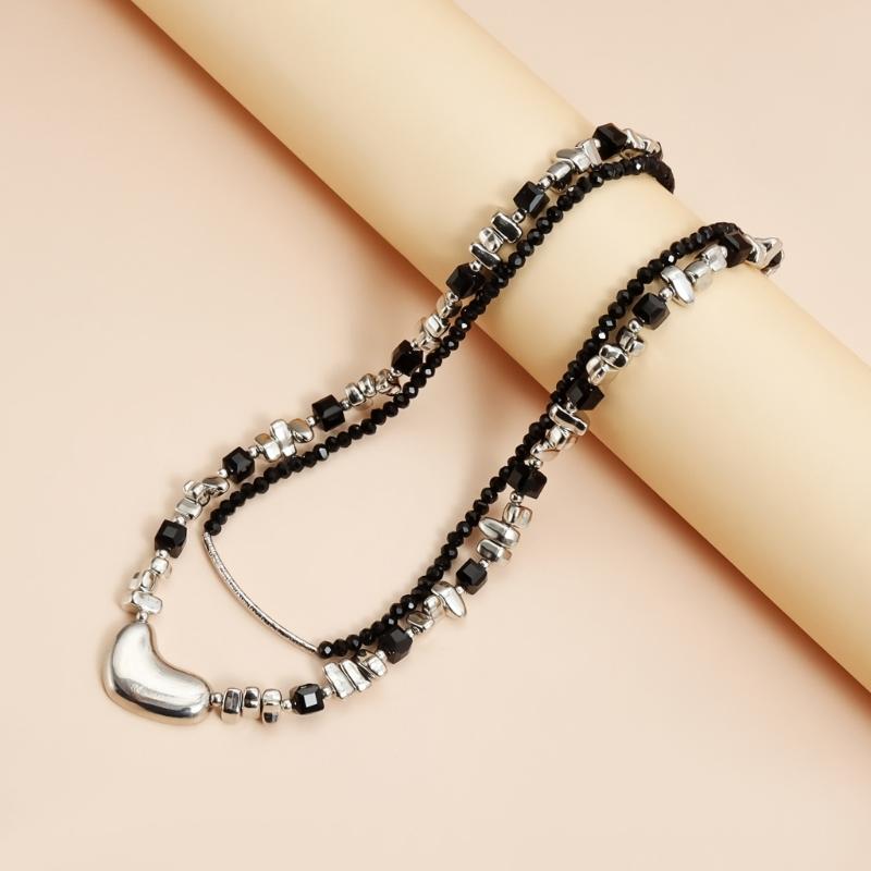 Unique Heart Shaped Bead Necklace Adjustable Length For Women Trendy Accessory Lightweight Comfort Gift