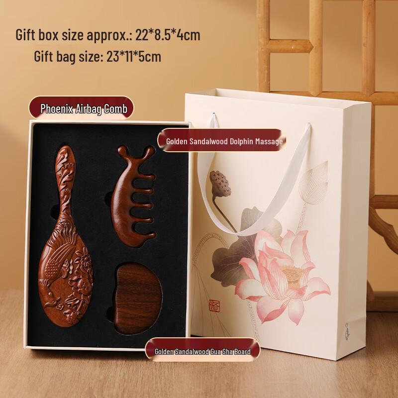 Подарочный набор массажных гребней из сандалового дерева
