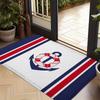 Anchor Lifebuoy Doormat Nautical Red White Navy Stripe Entrance Rug Sailing Theme Non-Slip Welcome Mat Coastal Home Decor