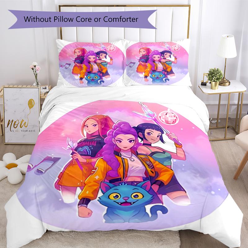 Set di biancheria da letto Kpop Hunter7 da 3 pezzi, set copripiumino include copripiumino e federe, decorazione perfetta per la camera da letto per tutte le stagioni e regalo
