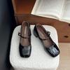 Soft Leather Version~ French Square Head Mary Jane Shoes Women's 2025 New Temperament Beautiful Thick Heel High Heels Black Single Shoes