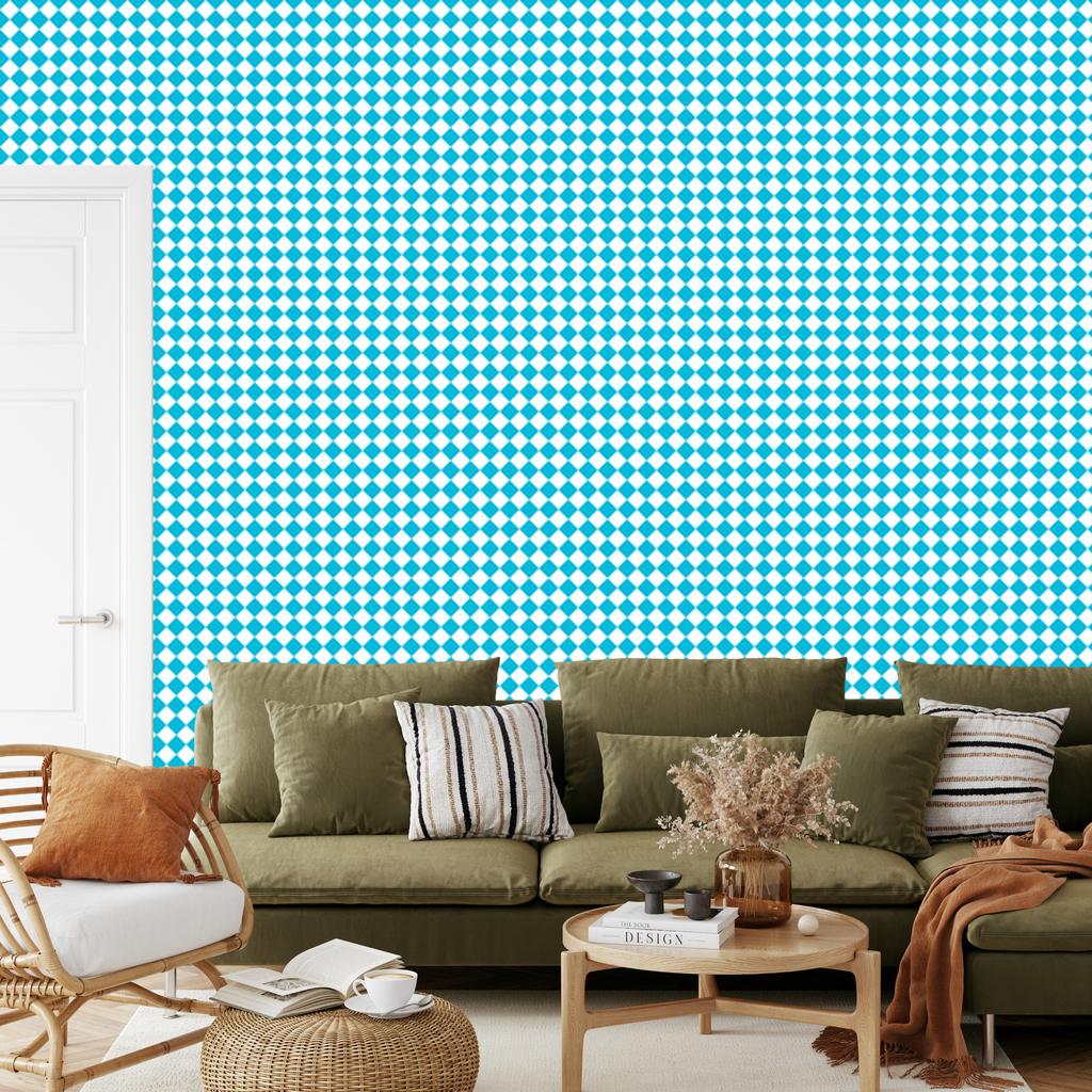 Wallpaper Geometric rhombuses celadon and turquoise 50x1000