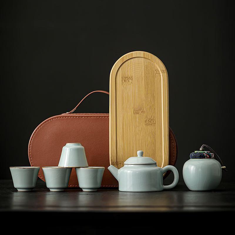 Portable Ru Kiln Sky Blue Gongfu Tea Set