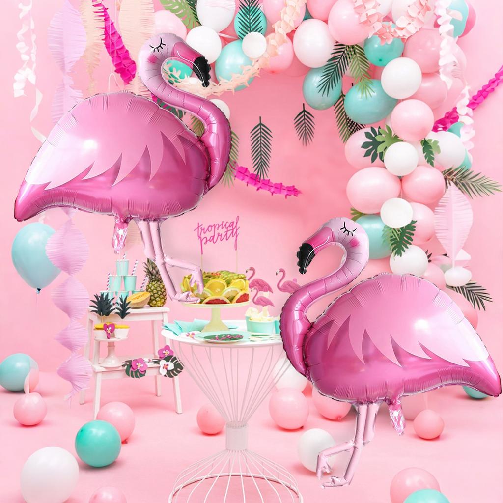 2pcs Large Pink Flamingo Polyester Aluminum Foil Balloons Hawaiian Parties Birthday Parties Baby Showers Festive Party Supplies 5