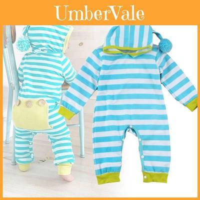 Entzückender Baumwoll-Neugeborenen-Strampler Unisex Baby-Overall Bequemer Langarm Gestreifter Einteiler
