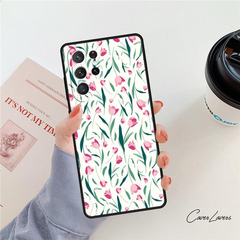 Tulip Flower Phone Case For Samsung Galaxy S24 S25 S23 S22 Ultra Note 10 20 Plus S20 S21 FE Cover