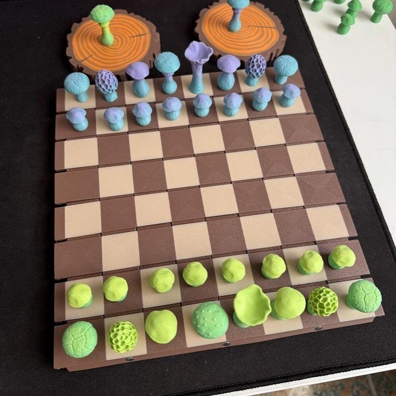 Magnetic Forest Mushrooms Chess Set Forest Chess Set Wooden Chess Board Set Botany Board Game Chess Sets