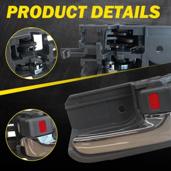 Pair Gray Ide Chrome Inner Handle 03-08 Door Interior Fit Fit Corolla