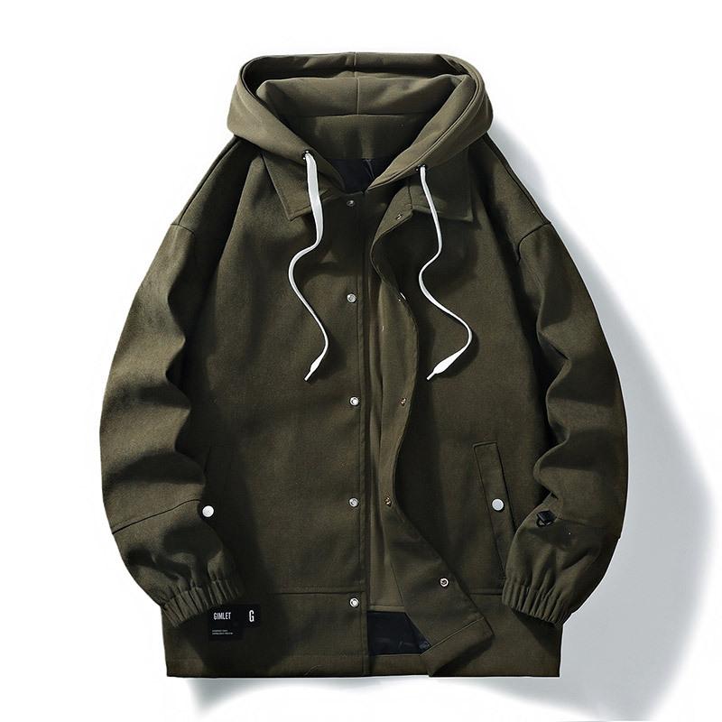 Spring and Autumn Tooling Jacket Men's Loose Large Size Hooded Graffiti Boys Trendy American Jacket