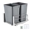 VEVOR Lixeira Deslizante, 35 QT x2 Recipiente Duplo para Lixo de Cozinha Montado por Baixo, Lixeira Robusta para Reciclagem de Lixo com Kit de Porta e Deslizante de Fechamento Suave