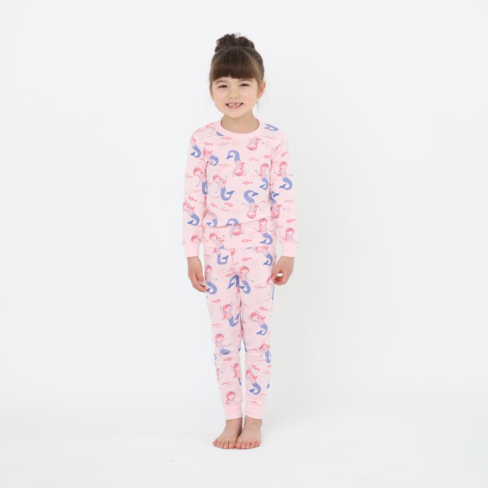 Kids Long for Girls [peterhaus] Pajamas, 100% Cotton, Children's Pajamas, Sleeves, Nightwear, Loungewear, (100, Mermaid)