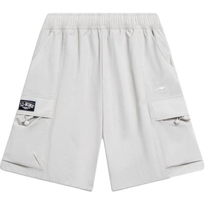 Li Ning Sports Lifestyle Series Loose Breathable Comfortable Elastic Waist Casual Shorts Men Shorts Light-Smoke-Gray AKST015-1