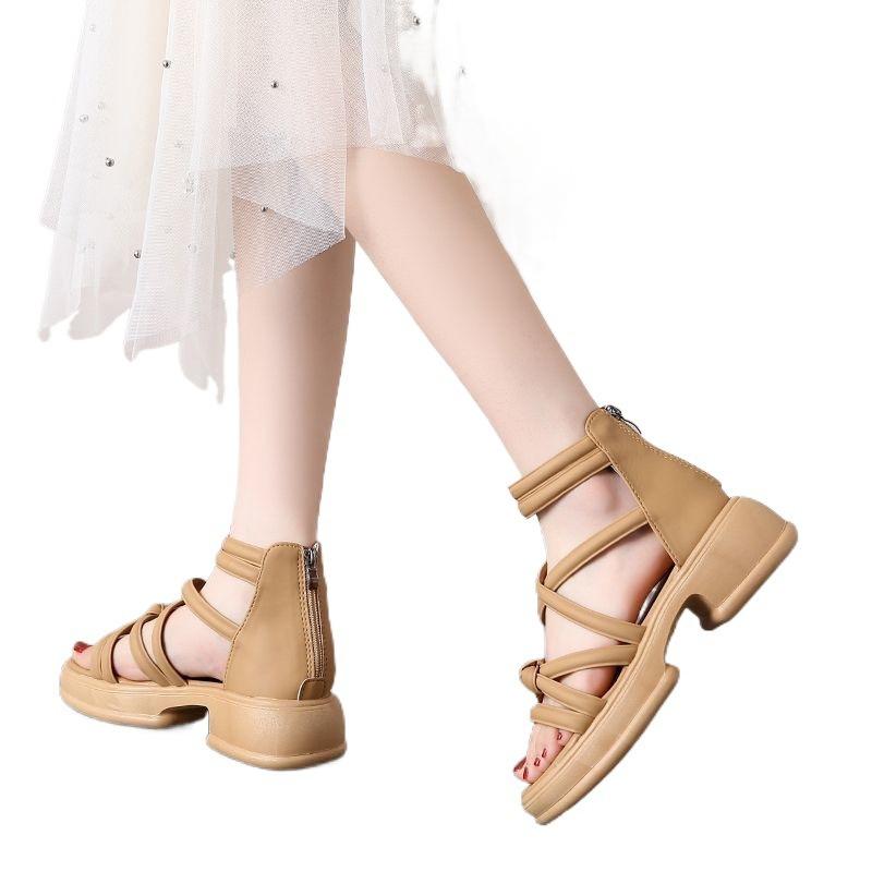 Roman Sandals Women's Summer New Flat-bottomed Non-slip Outer Wear Beach Shoes Versatile Black Air Cool Boots