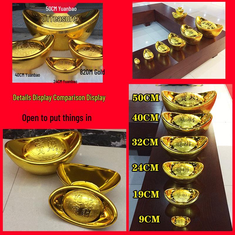 Feng Shui Gold Ingot Ornament for Wealth: New Year Hollow Plastic Candy Box Decor