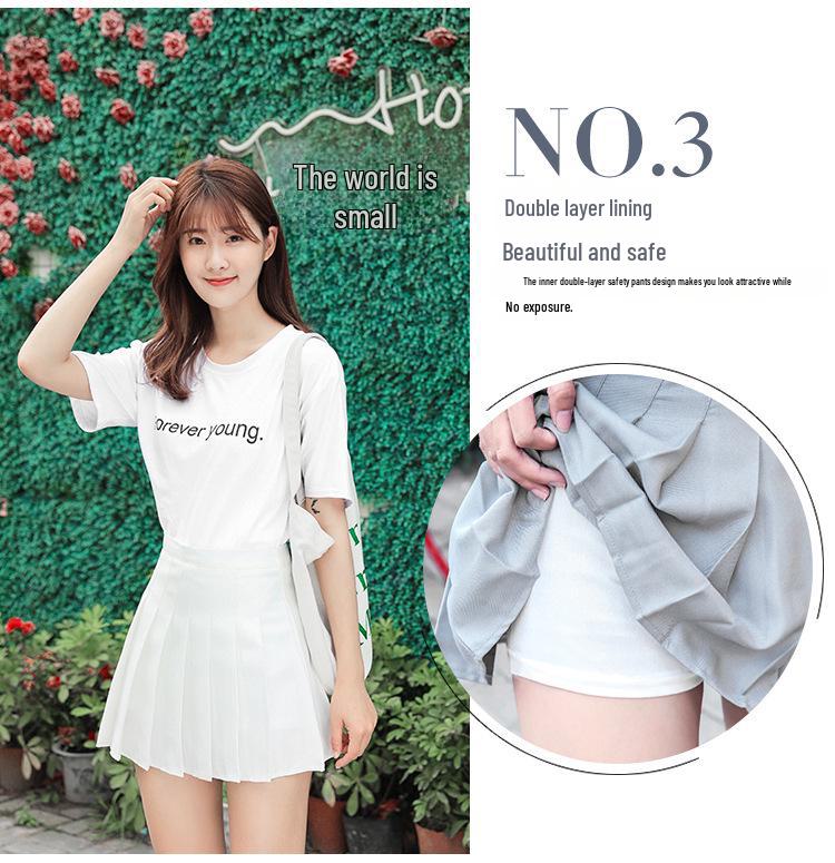 Pleated High-Waist A-Line Skirt for Women - Korean College Style, Fruit Green, Summer 2025