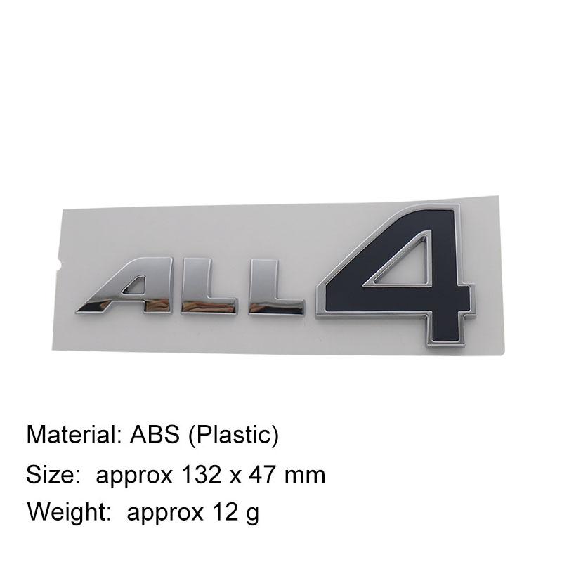 3D Premium ABS ALL4 Letters Sticker Tail Bumper Badge Auto Rear Trunk Emblem Accessories Exterior Decoration