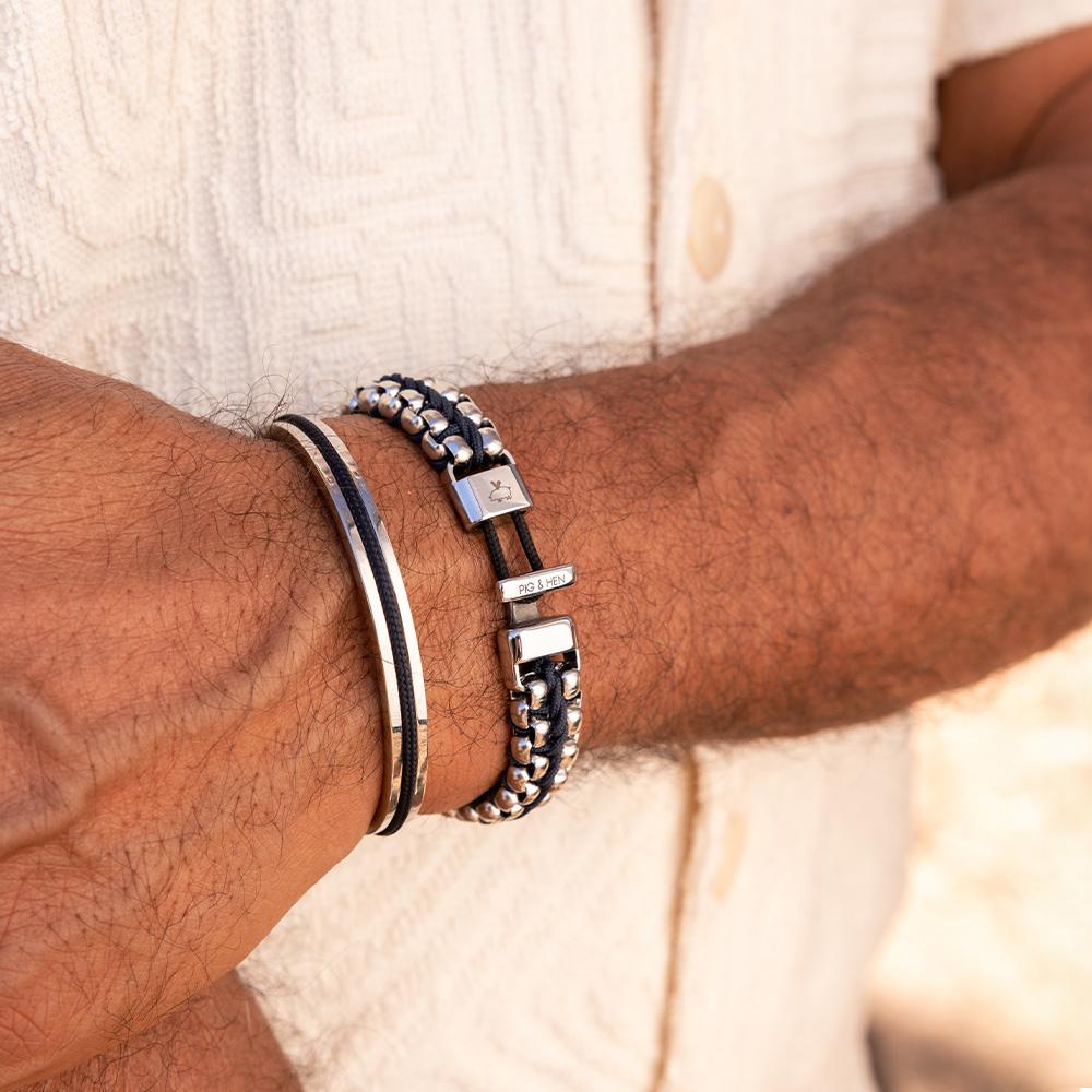 Pig&Hen Catena Venetian Double Bracelet - Navy X Silver