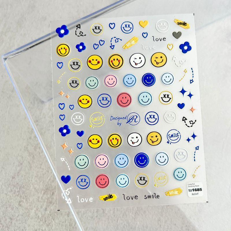 

Embossed Cute Smiley Face Facial Expression Nail Sticker for Boys and Girls Same Style Neutral Nail Sticker Geometric Figure Ins Embossed colorful smiling face