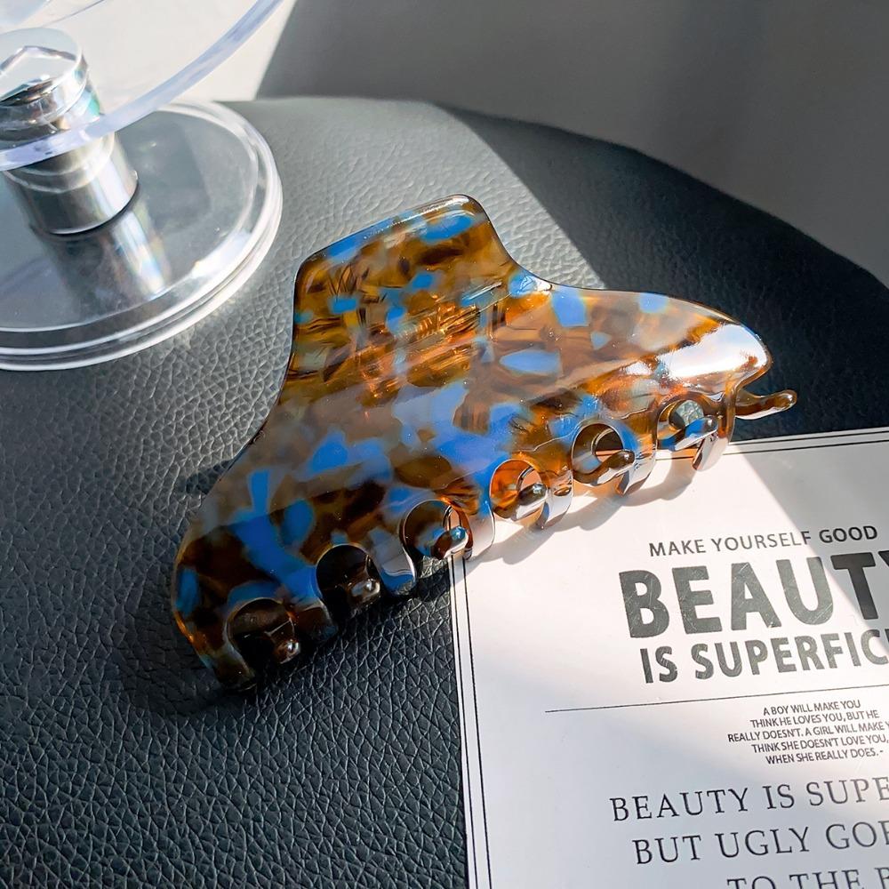 Hair Clip Fresh Acetate Hair Claw Solid Color Tortoiseshell Hair Claw Printing Shark Clip  Girls