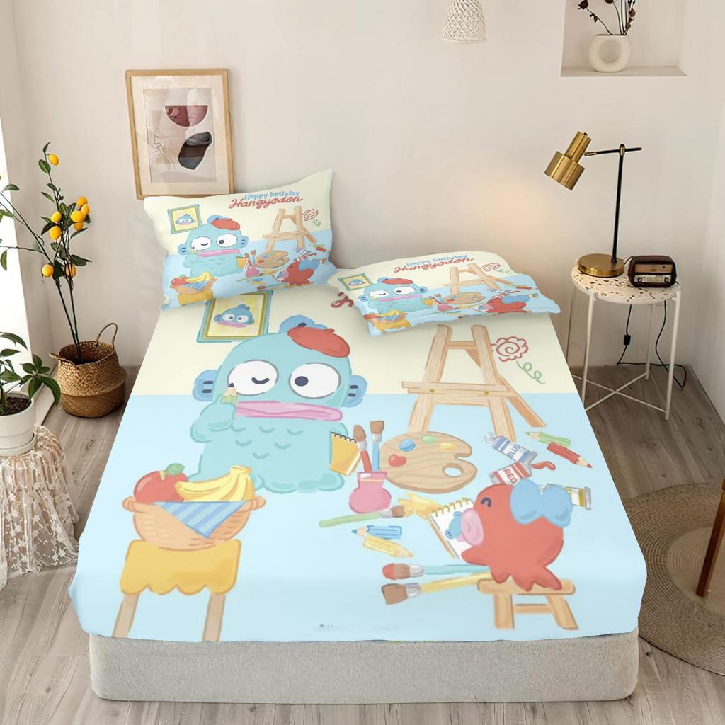 Cartoon Fitted Sheets King Size Hangyodon Bedding Set Quilt Cover Children'S Printed Polyester Covers