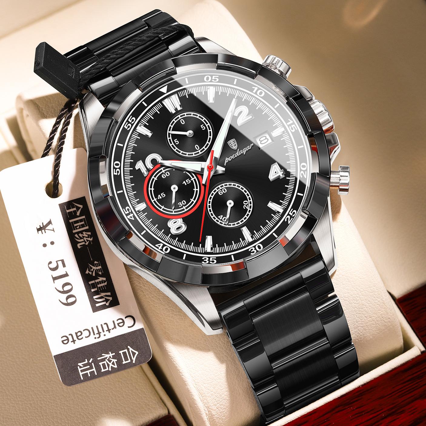Business Men S Watch Multi-Function Chronograph Waterproof Luminous Quartz Watch