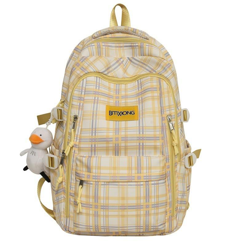 

Checked Junior High School Students schoolbag Women s Casual Large-capacity Computer Travel Backpack College Trendy
