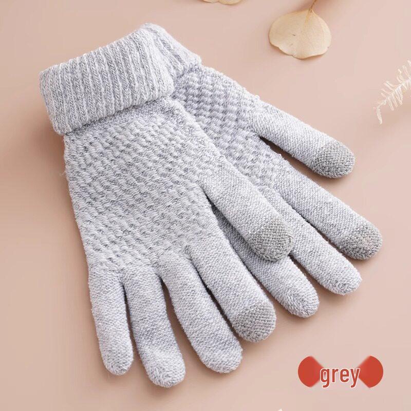 Plush Touchscreen Gloves: Warm, Thick Wool-Knit for Men & Women, Ideal for Autumn/Winter Cycling