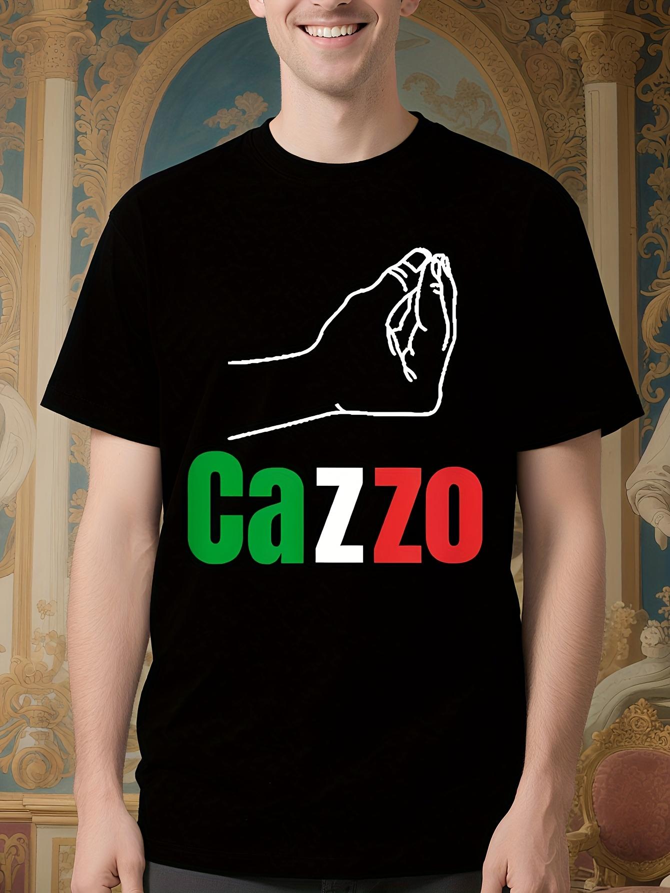 Cazzo Funny Italian Quote Tshirt - Black with Green and R... S