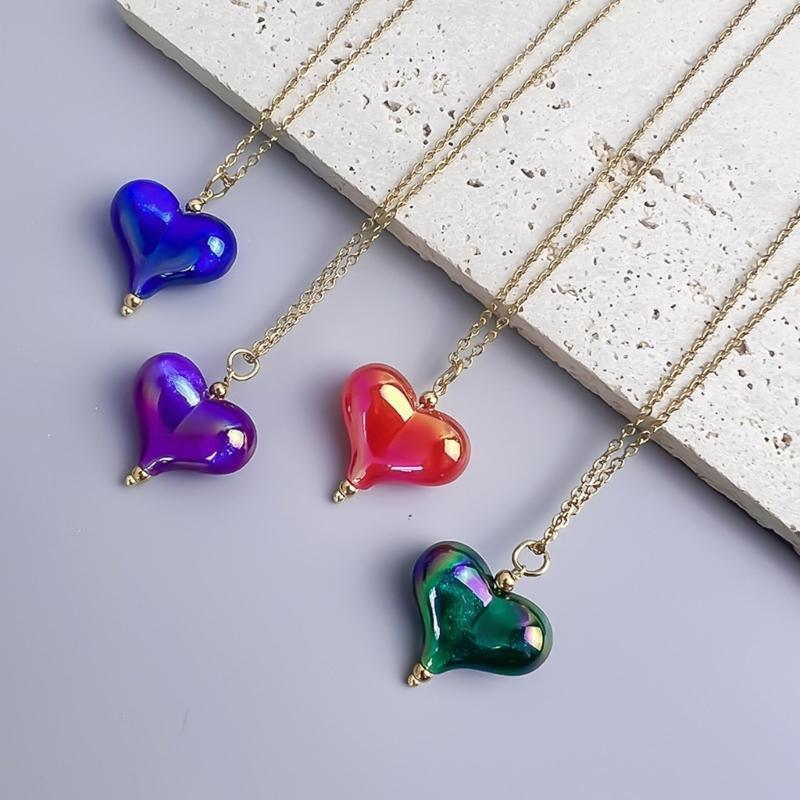 Trendy Heart Pendant Necklace Long Chain Women 2023 Jewelry Choker Necklaces Wedding Jewelry Gift for Valentines Day