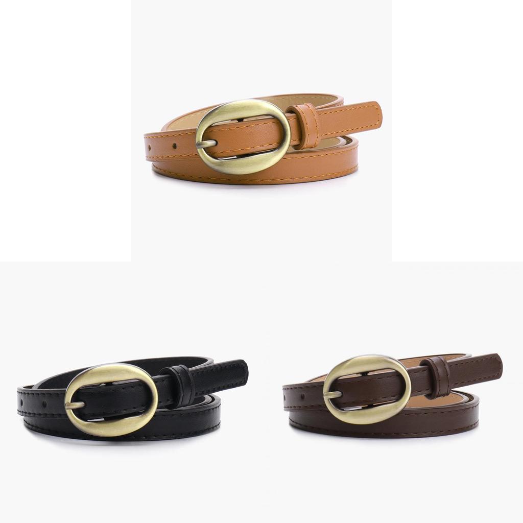 Retro Narrow Pu Leather Belt For Women Slim Waist Accessory With Alloy Buckle For Chic Outfits