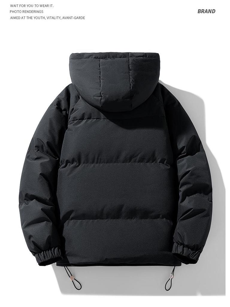 Men's 2025 Winter Down Jacket with Velvet, Hooded, Plus Size, Loose Fit for Teens and Students