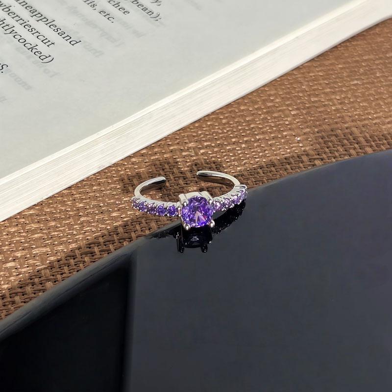 Purple Rhinestone Open Ring: Women's Luxury Grape Fashion Accessory