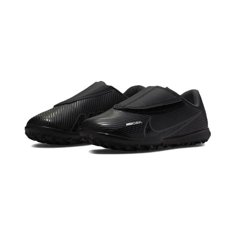 Nike Mercurial Vapor 15 Club TF Grassland Hook and Loop Abrasion Resistant Low Top Soccer Shoes Black Kids' DJ5966-001