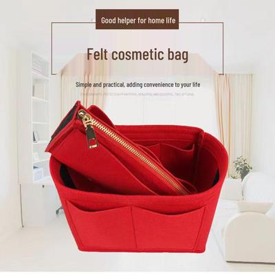 Bolsa de Feltro Transfronteiriça de Grande Capacidade para Mulheres: Elegante Estojo de Viagem e Maquiagem em Cor Sólida