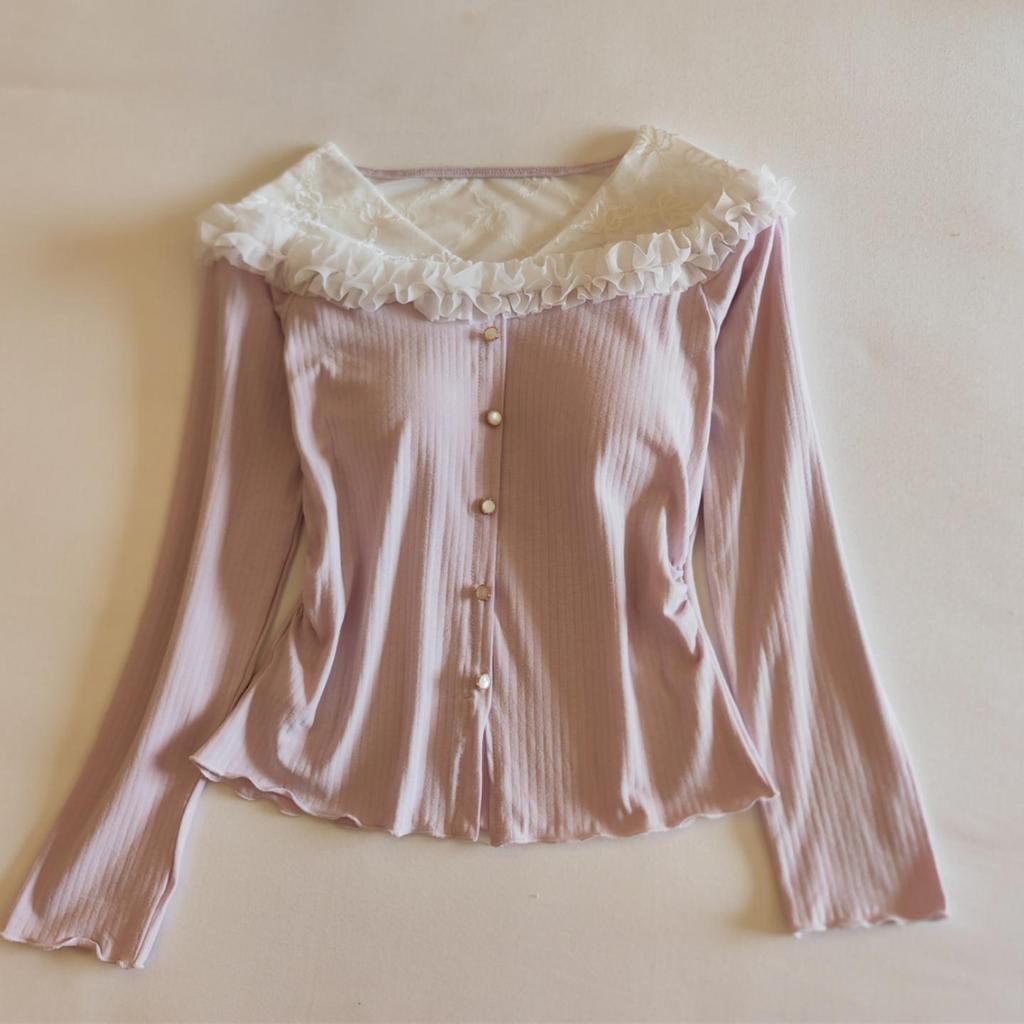 Women's French-Inspired Long-Sleeve Modal Cotton Homewear with Chest Pads