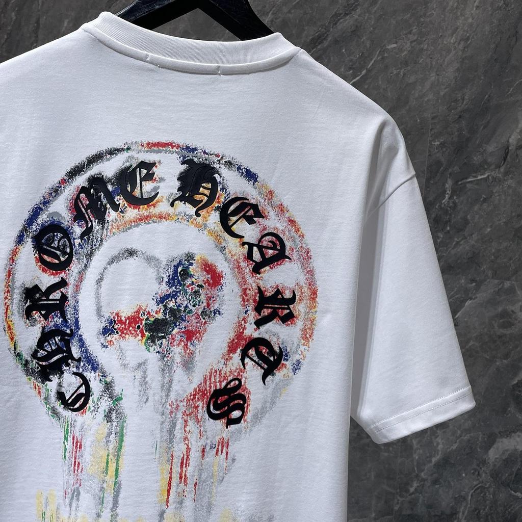 8936 CHROME HEARTS 2026 Summer New High Quality Cotton Round Neck Loose Large Size Men's and Women's T-shirt Couple T-shirt