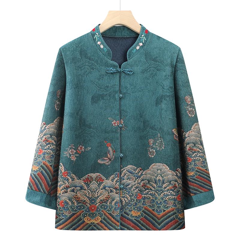 

Mom s 2026 Elegant Chinese Style Tang Suit Jacket for Middle-Aged and Elderly Women XL (suggested 80-95 jin)
